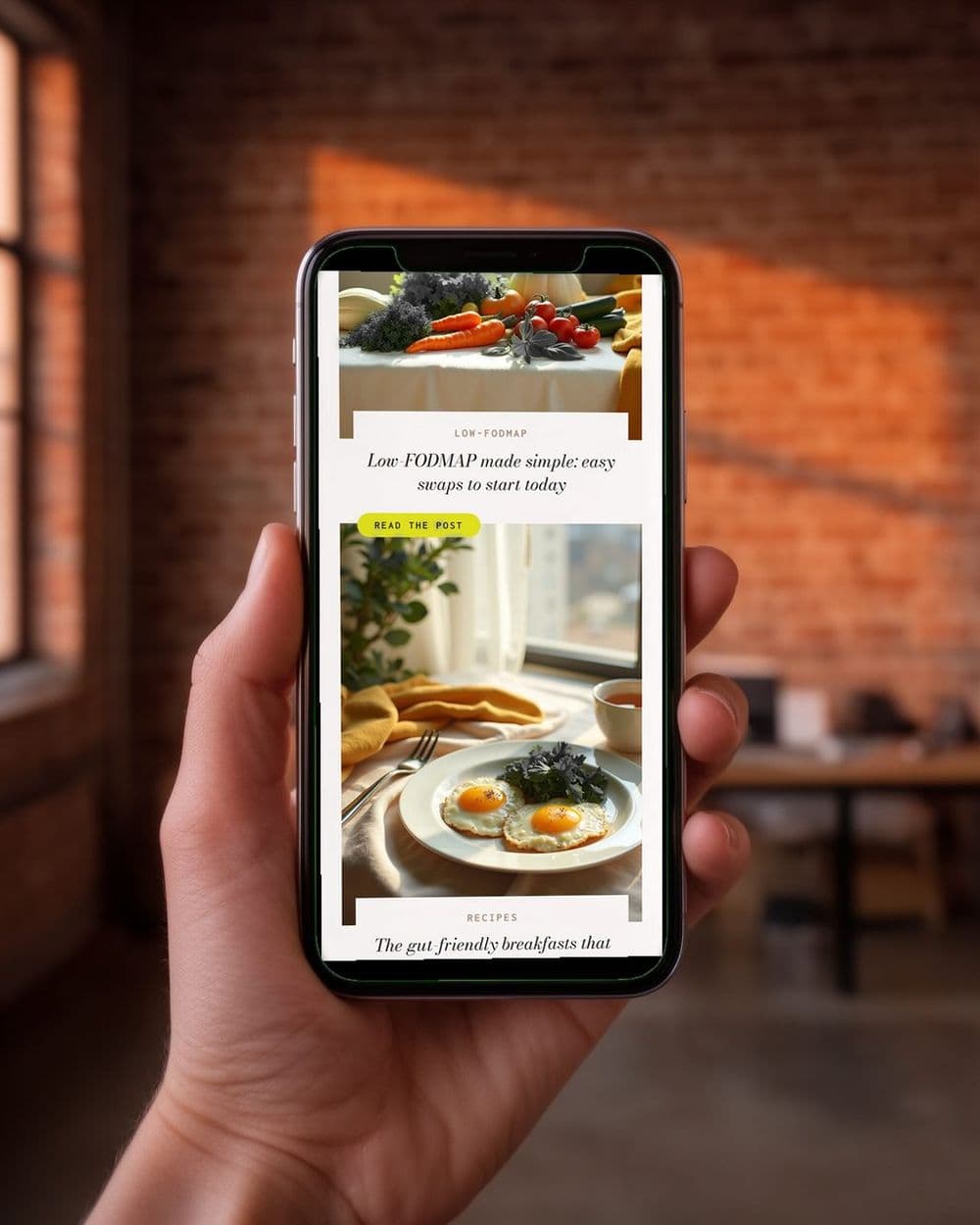 A phone showing one of our website designs