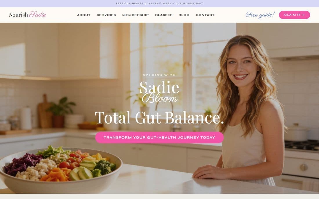 The Sadie Bloom design, top of the page