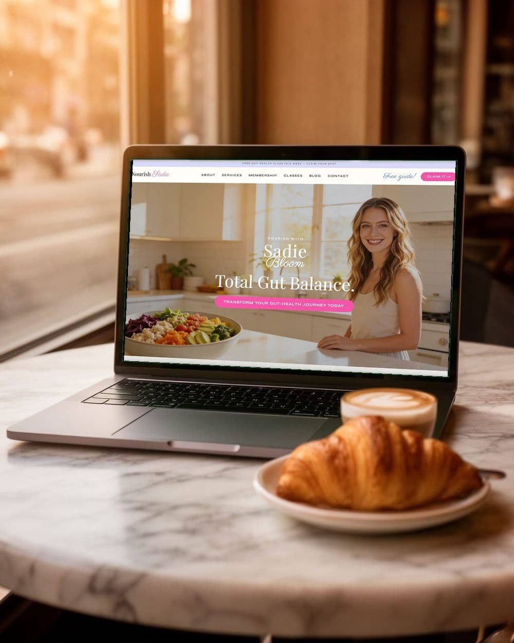 The Sadie Bloom design on a laptop