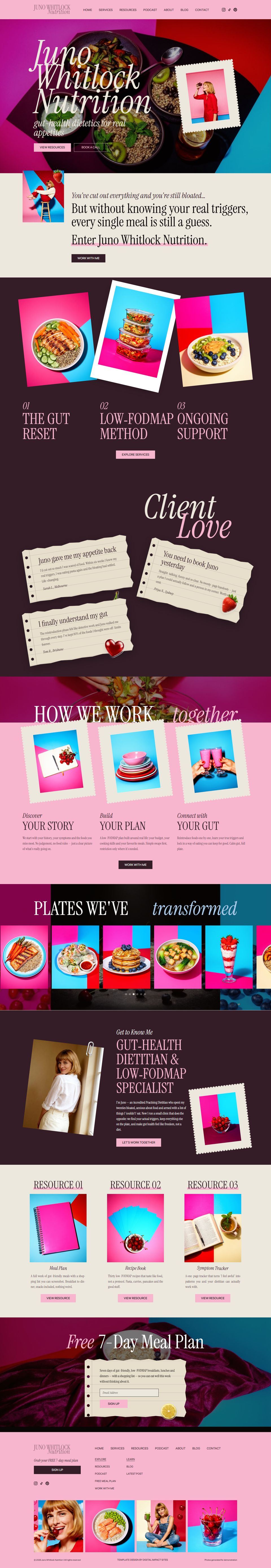The Juno Whitlock design, the whole home page
