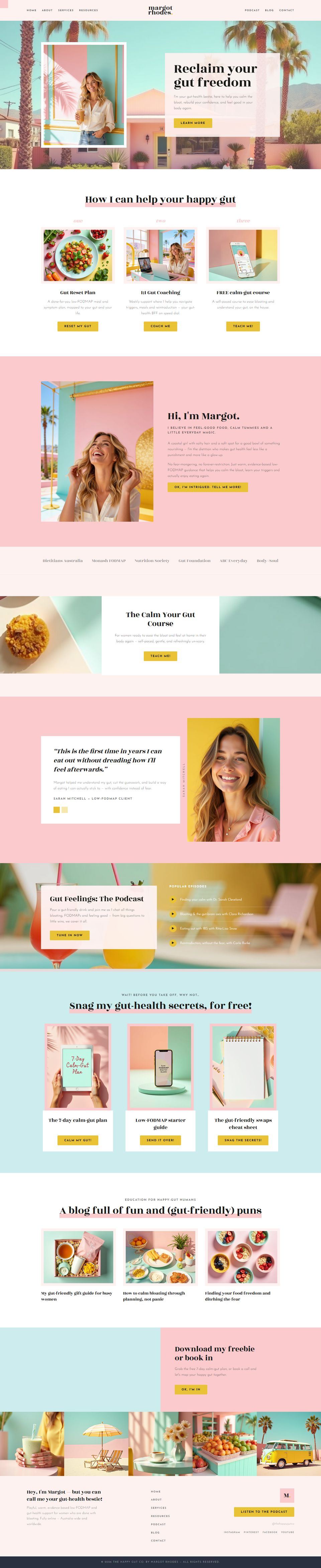 The Margot Rhodes design, the whole home page