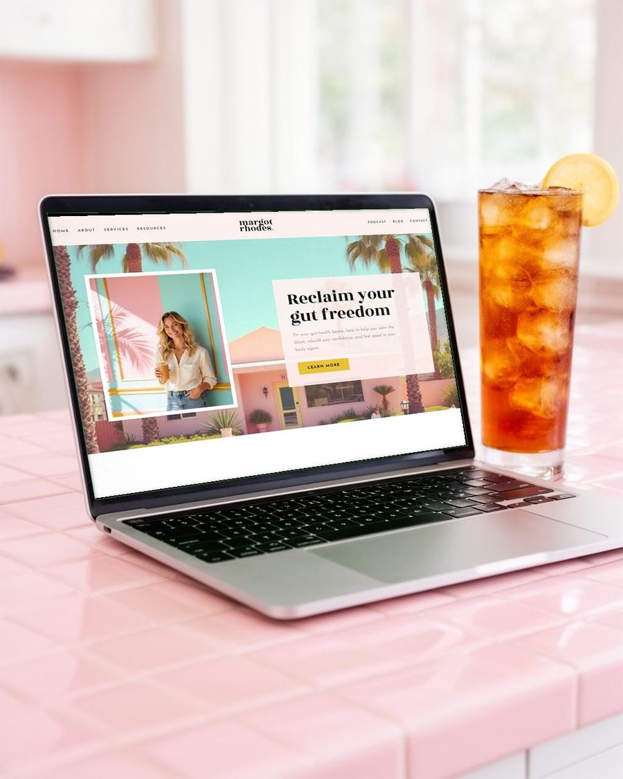 The Margot Rhodes design on a laptop